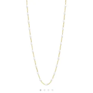 Classic Gigi White necklace, Yellow Gold, 19.7"