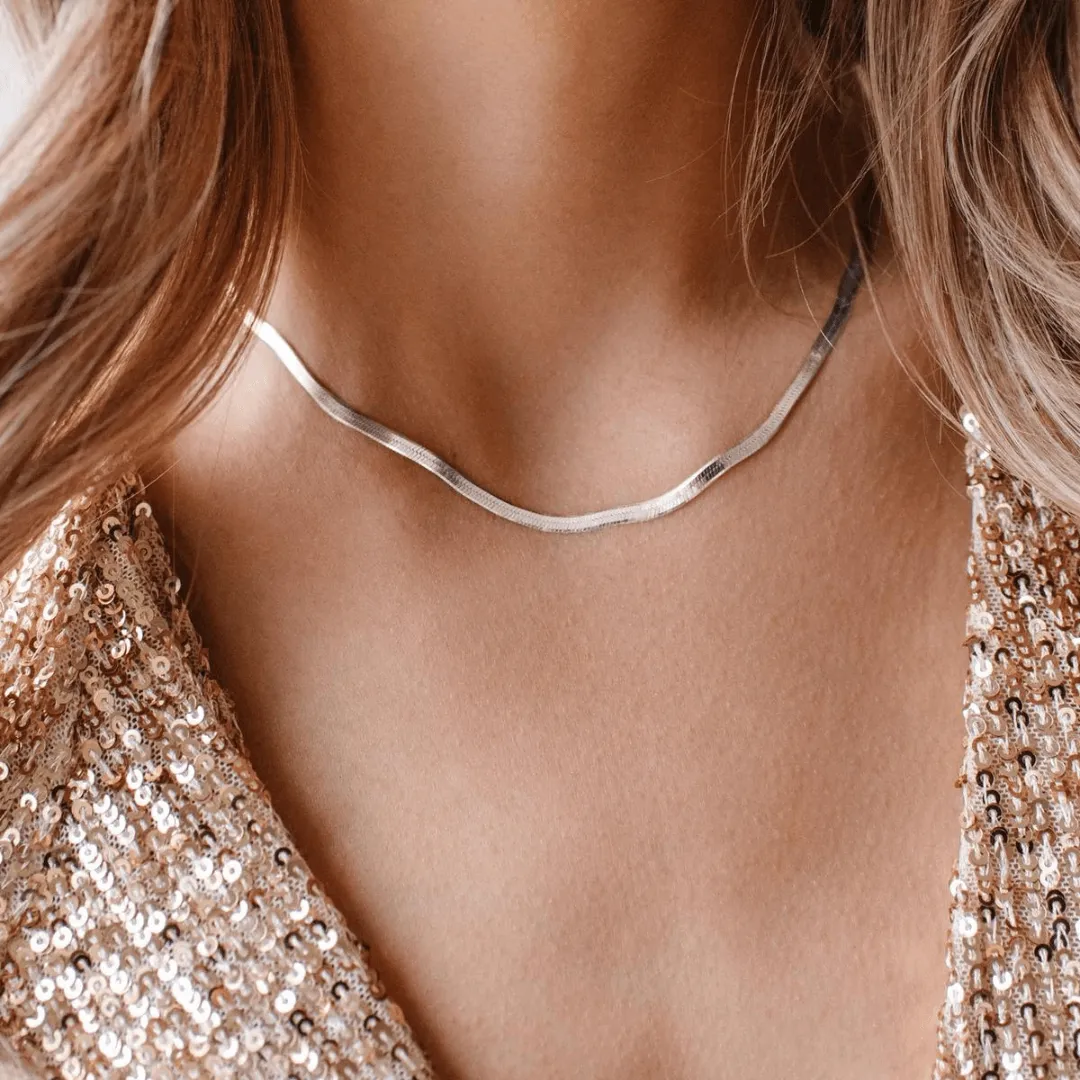 Classic Herringbone Necklace - Silver, Rose Gold or 18k Gold