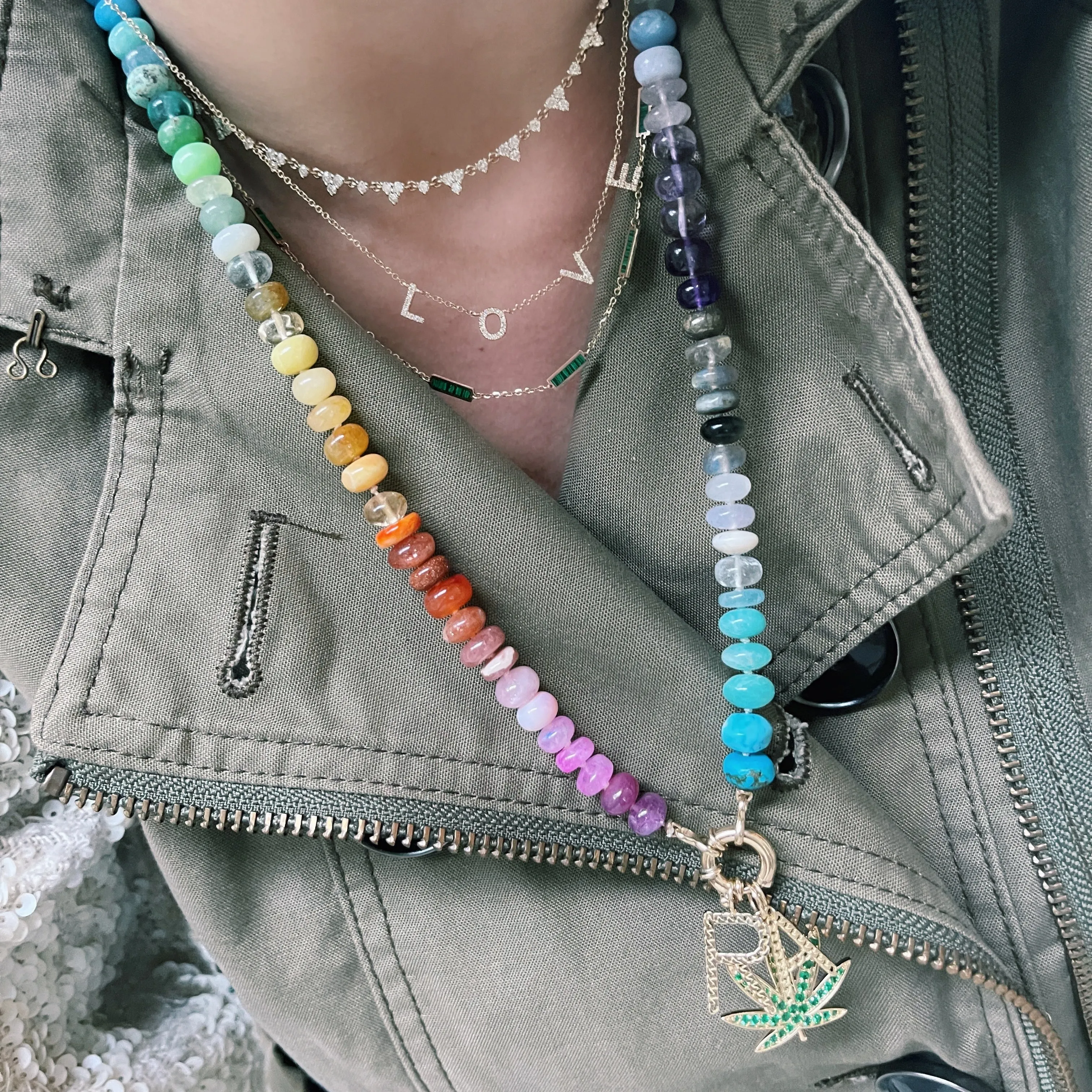 Classic Rainbow Semiprecious Beaded Necklace