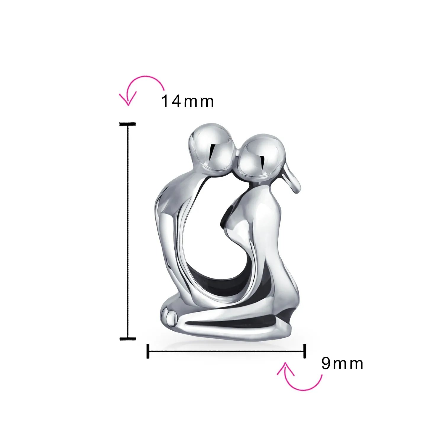 Couples Kissing Lovers Charm Bead Sterling Silver for European Bracelet