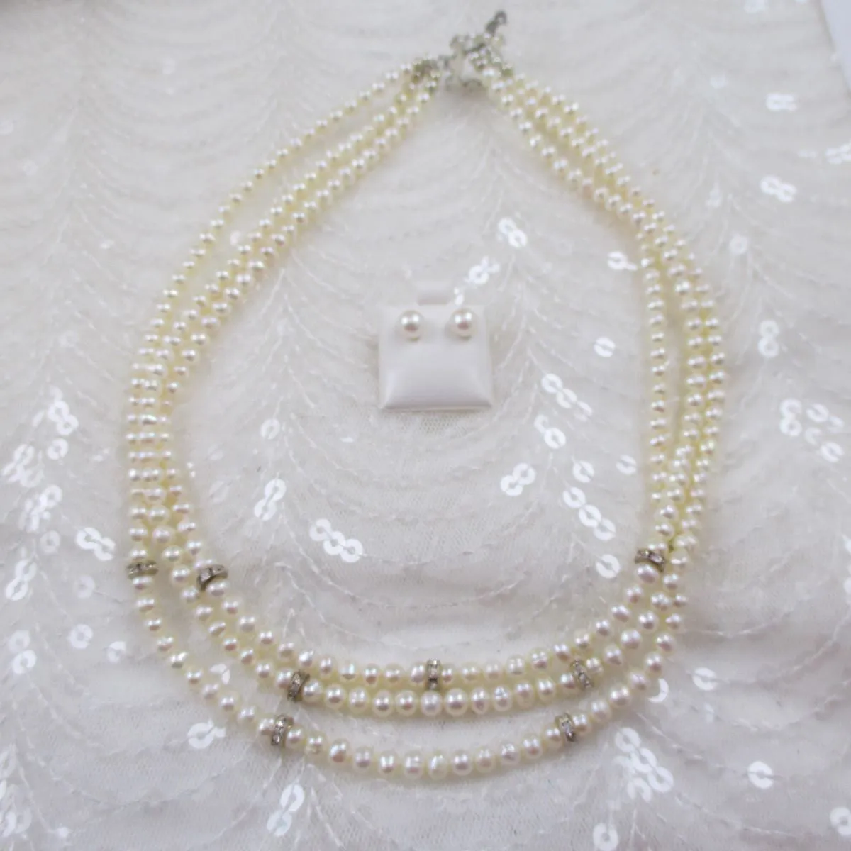 Cultured Pearl Multi-strand  Necklace & Earrings