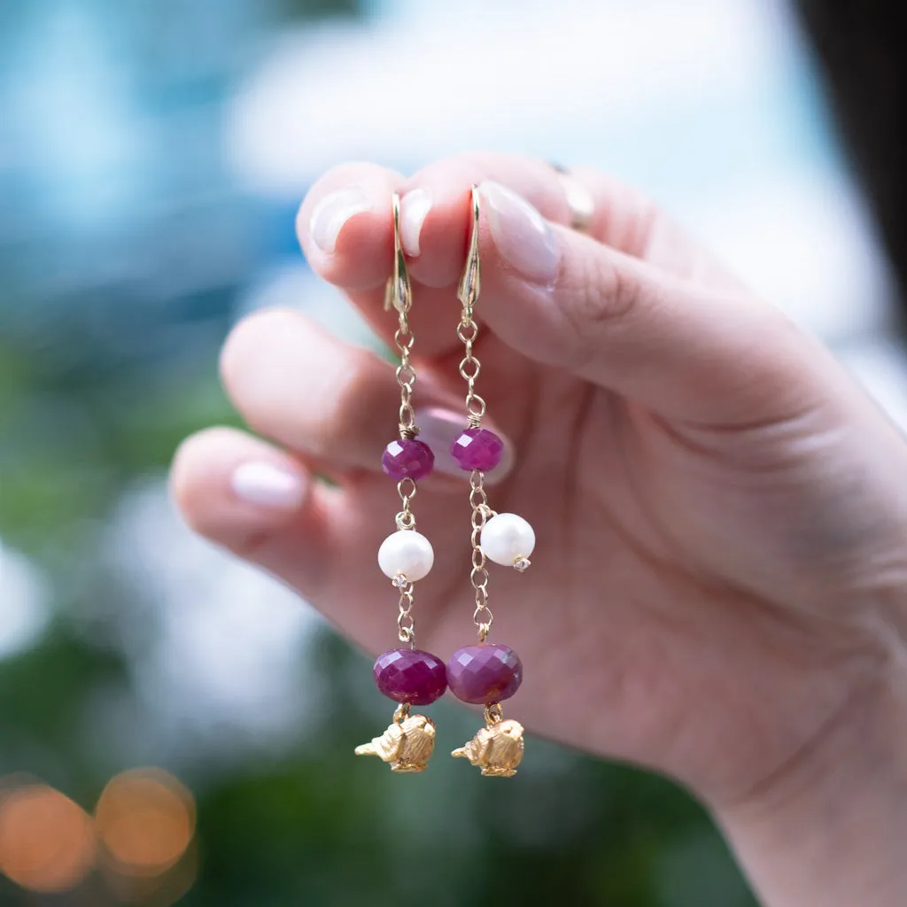 DAI - Ruby Birdy Pearl Earrings