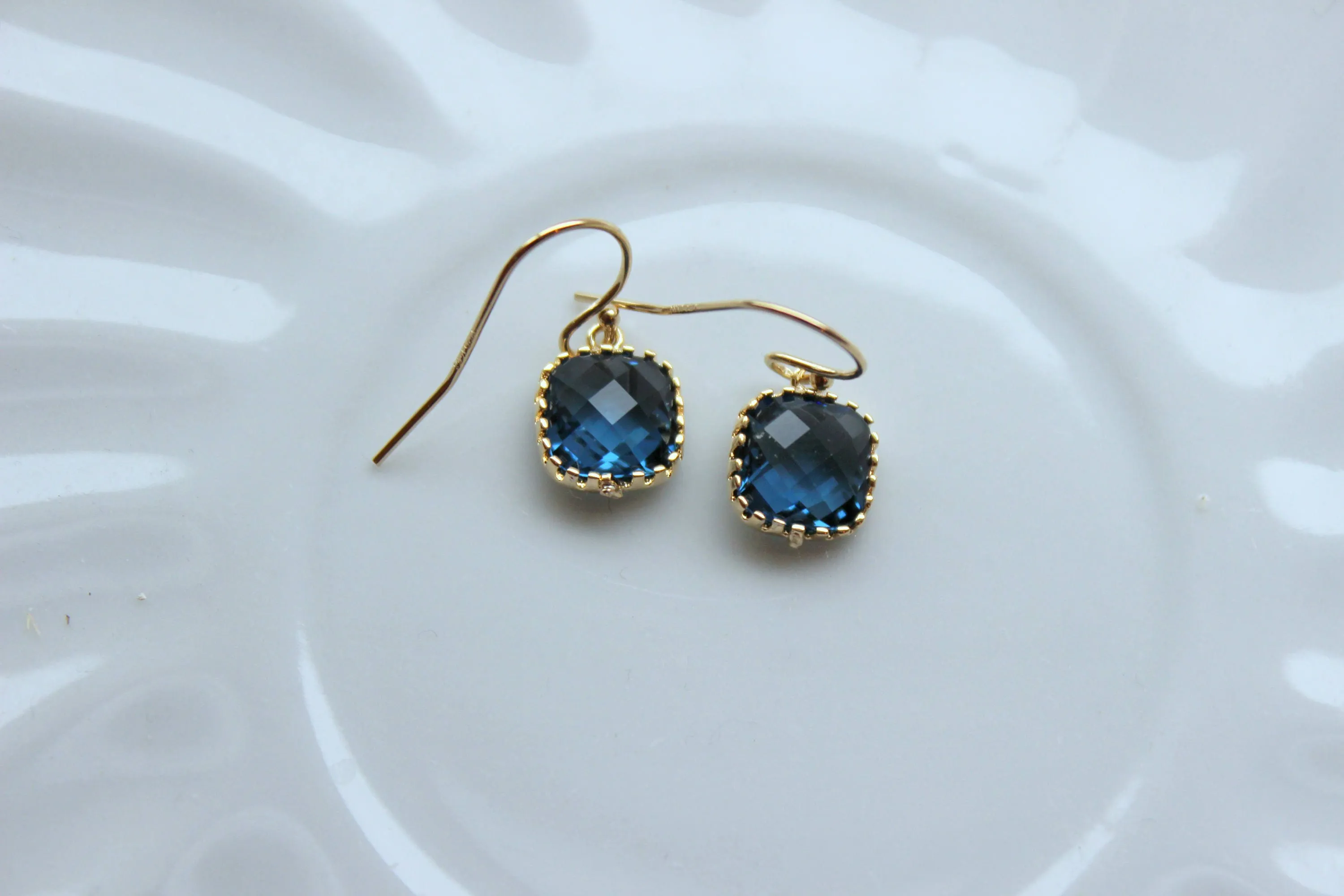 Dainty Earrings, Navy Blue Earrings, Sapphire Earrings, Something Blue, Bridesmaid Earrings, Bridesmaid Gift, Wedding Jewelry, Navy Jewelry