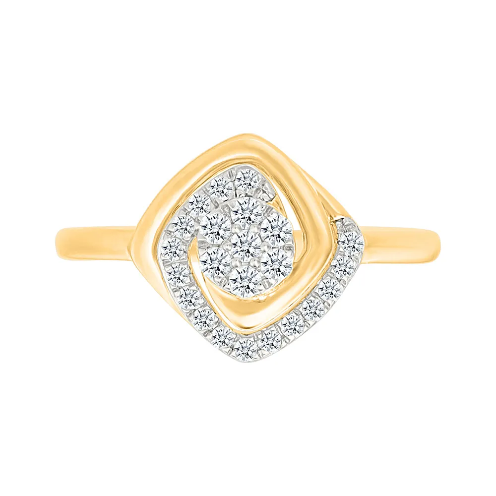 Dainty Square Shape Gold & Diamond Ring