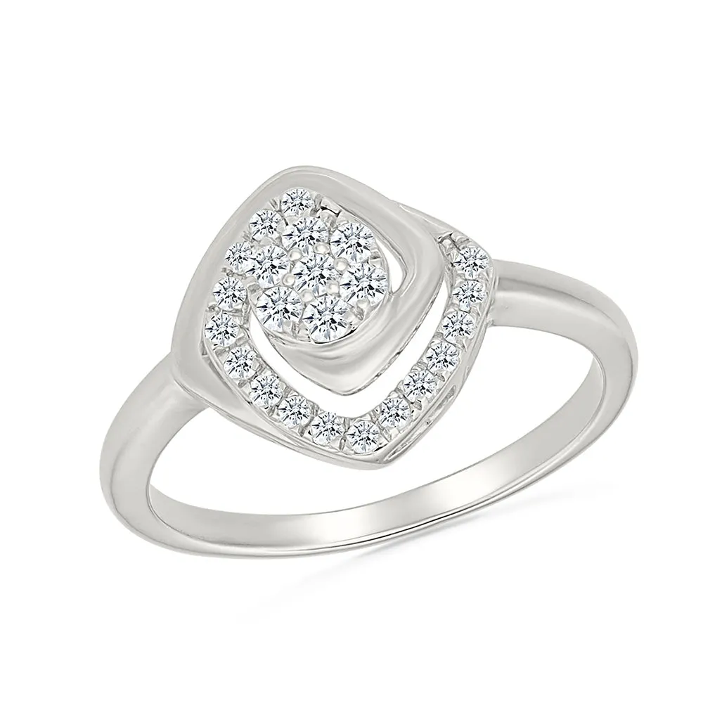 Dainty Square Shape Gold & Diamond Ring