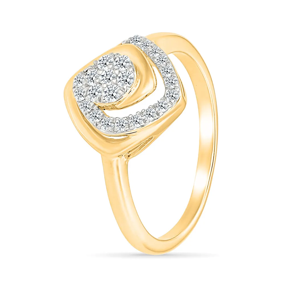 Dainty Square Shape Gold & Diamond Ring