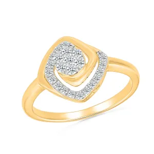 Dainty Square Shape Gold & Diamond Ring