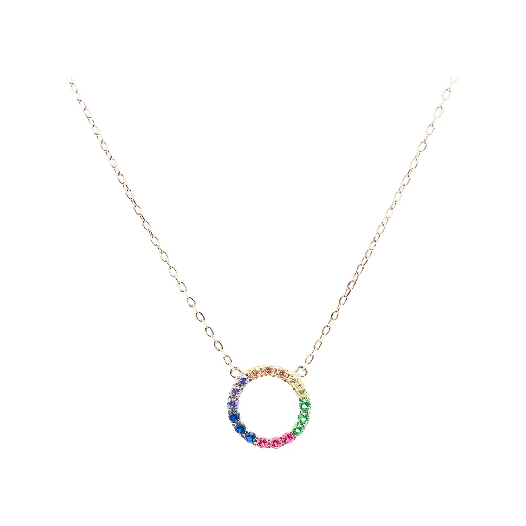 Diamond Open Circle Necklace (gold, silver or rainbow)