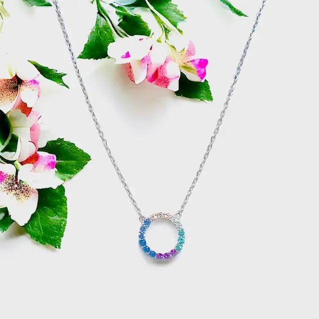 Diamond Open Circle Necklace (gold, silver or rainbow)