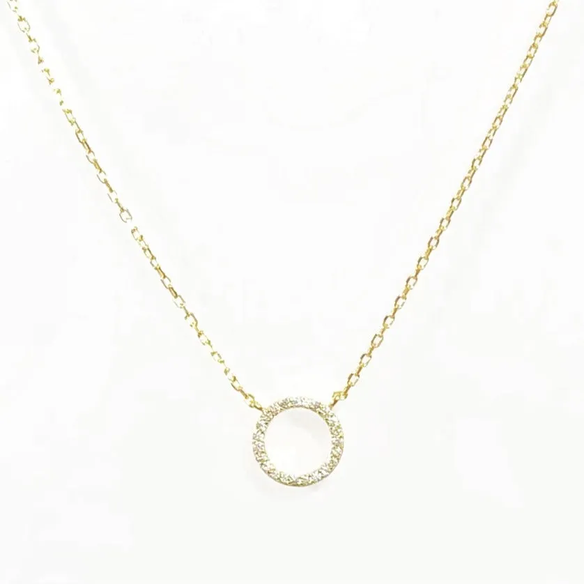 Diamond Open Circle Necklace (gold, silver or rainbow)