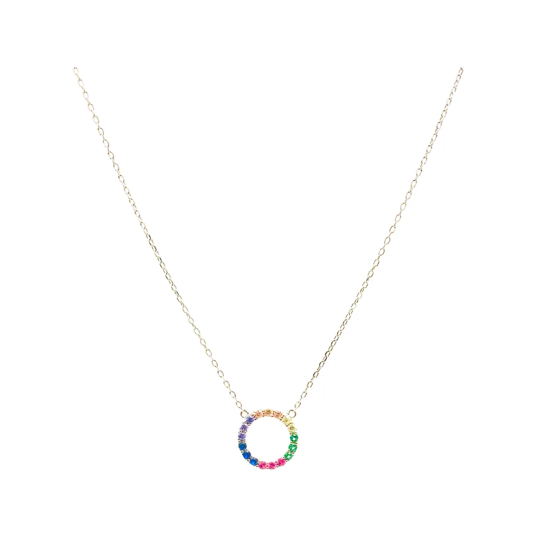 Diamond Open Circle Necklace (gold, silver or rainbow)