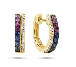 Dilamani Rainbow Sapphire & Diamond Huggie Earring