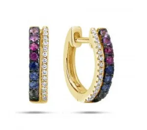 Dilamani Rainbow Sapphire & Diamond Huggie Earring