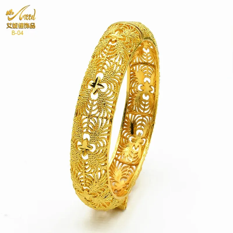 Dubai 24K Gold Color Bracelets for Women - Luxury Designer Indian Bangles, African Arabic Wedding Bridal Jewelry