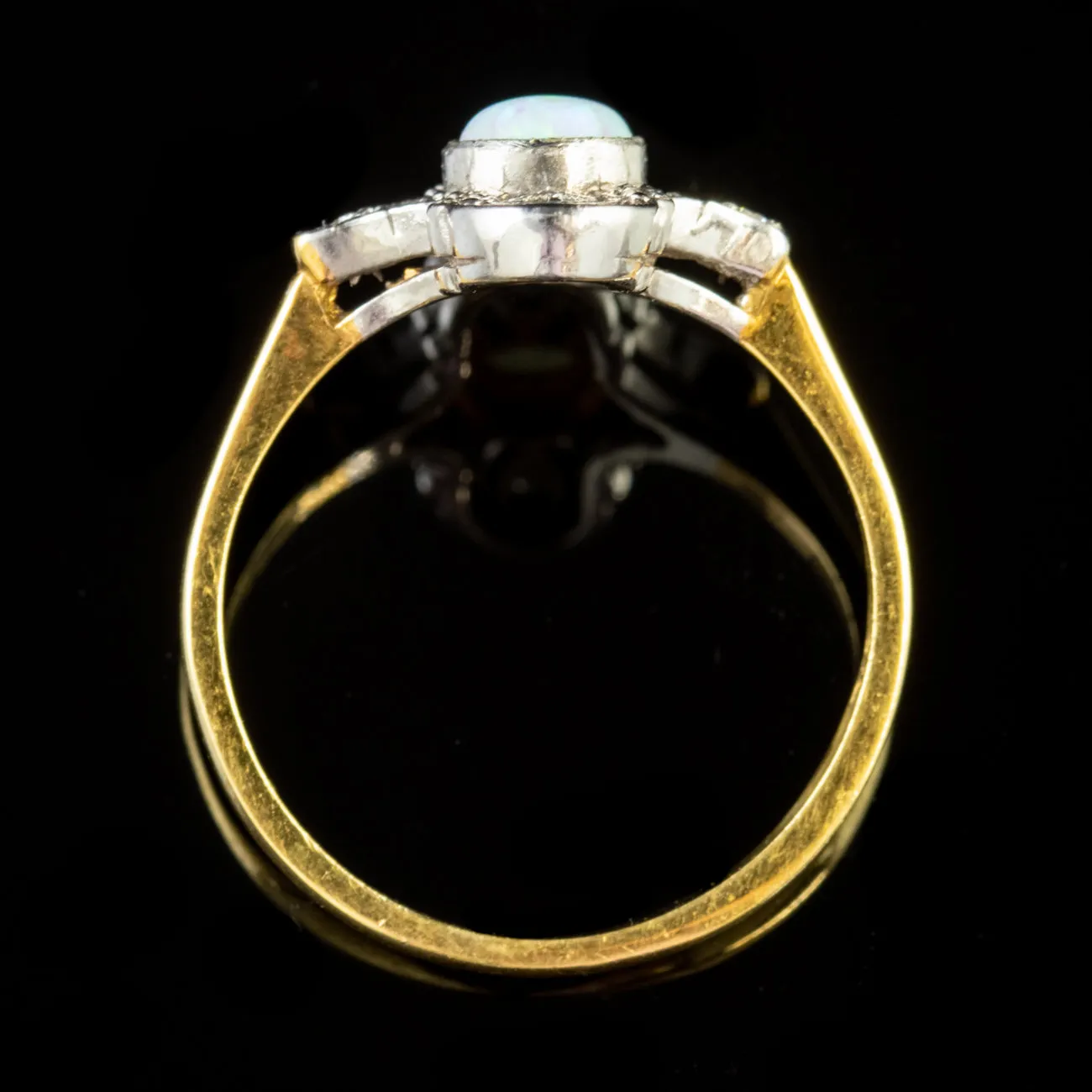 Edwardian Style Opal Cluster Ring Silver 9ct Gold