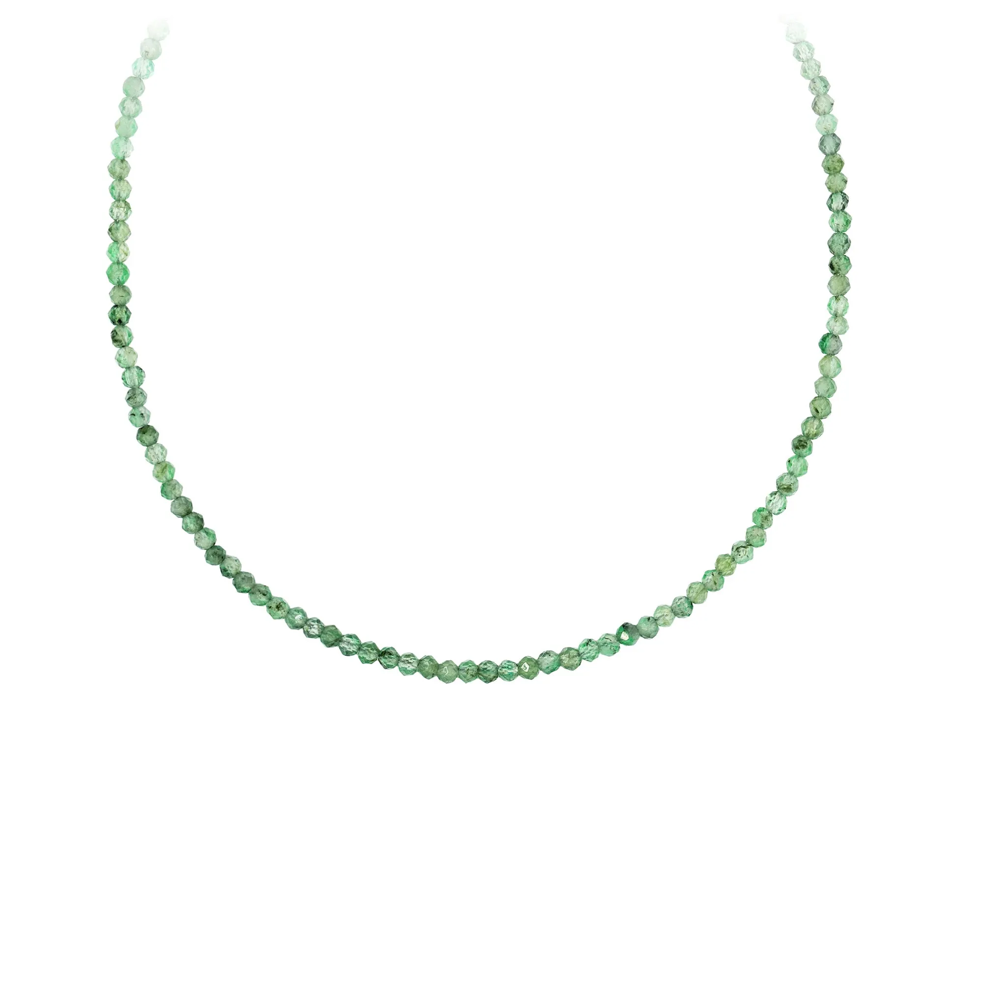 Emerald 14K Gold Faceted Stone Choker with Talisman Clip