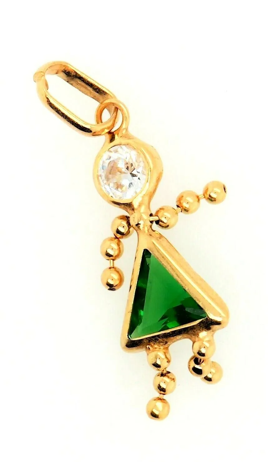 Emerald & Cubic Zirconia (CZ) 9ct Yellow Gold Pendant