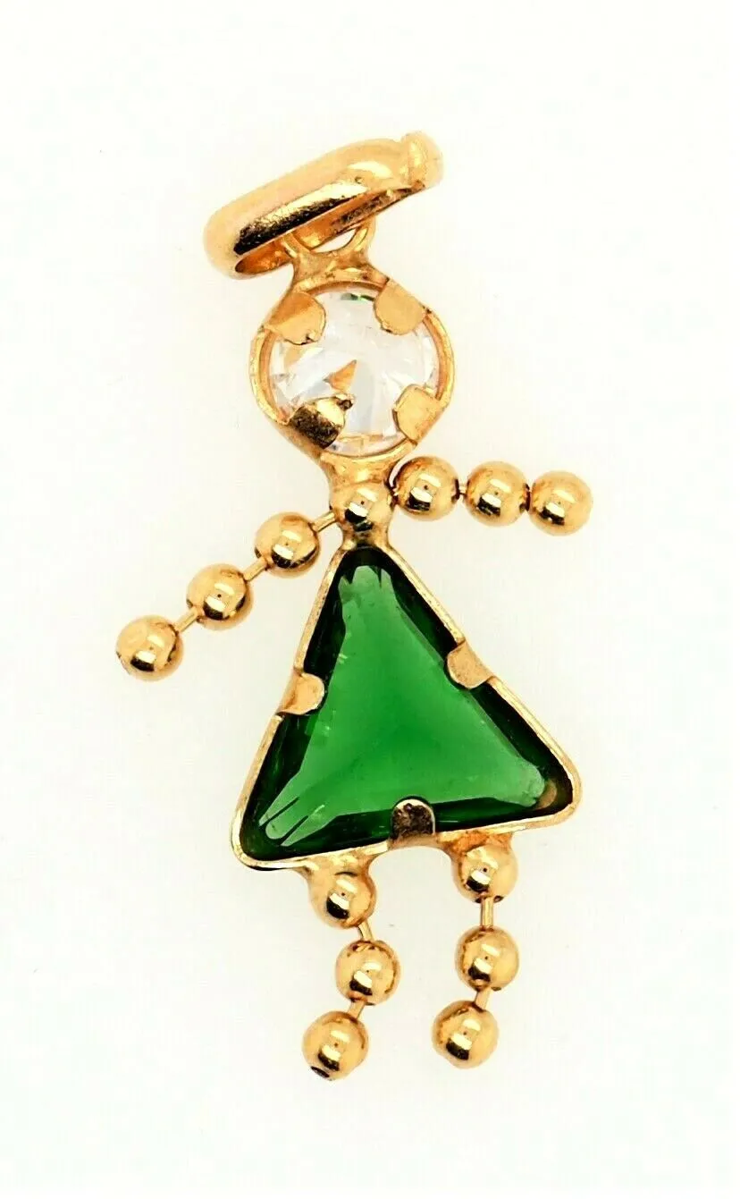 Emerald & Cubic Zirconia (CZ) 9ct Yellow Gold Pendant