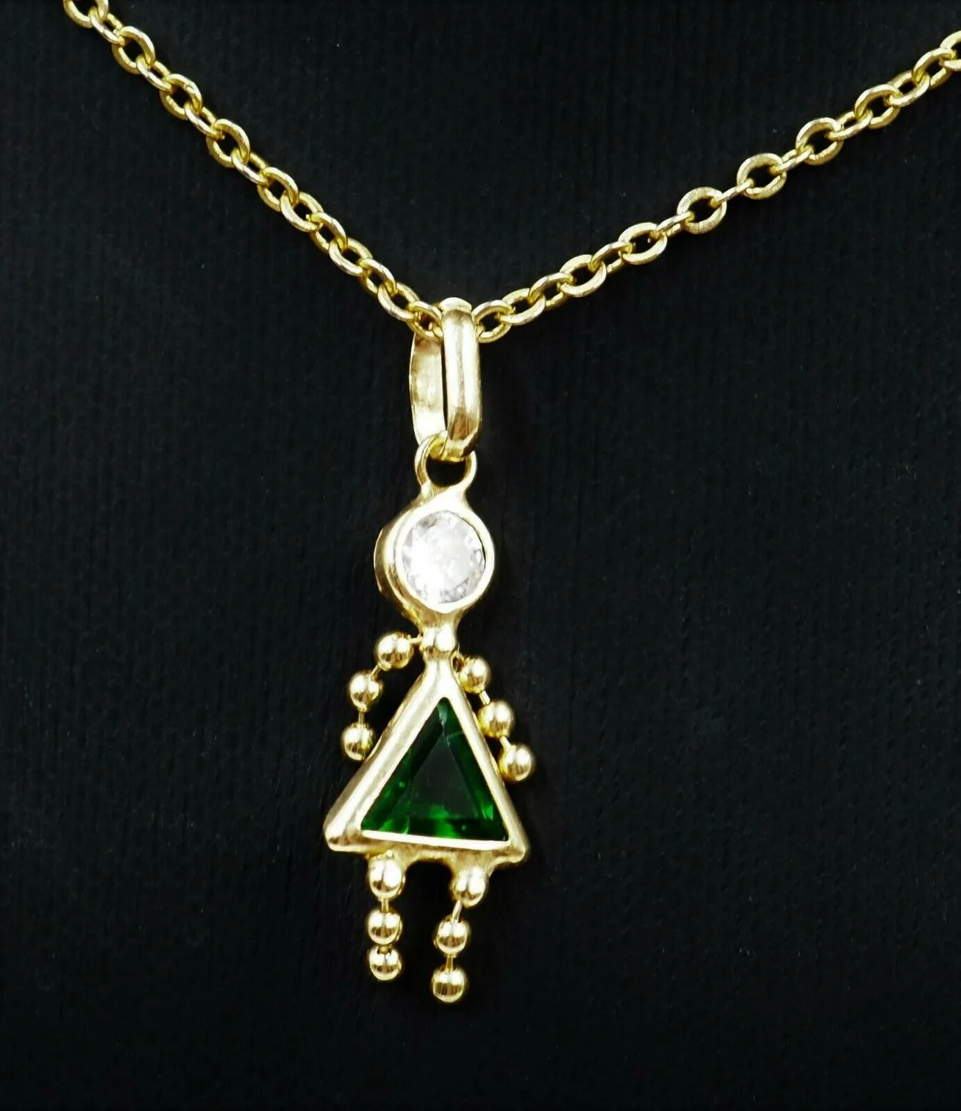 Emerald & Cubic Zirconia (CZ) 9ct Yellow Gold Pendant