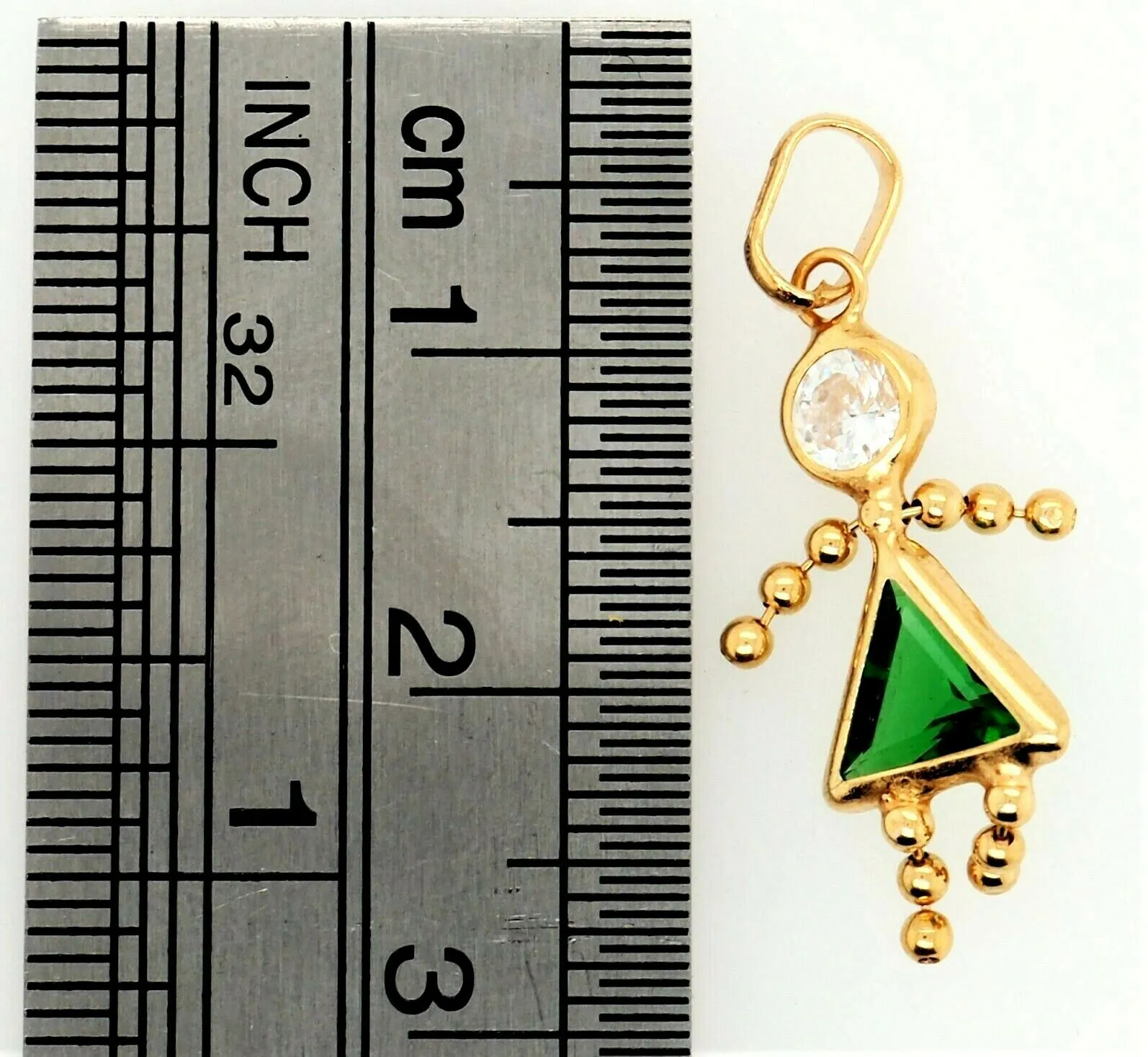 Emerald & Cubic Zirconia (CZ) 9ct Yellow Gold Pendant