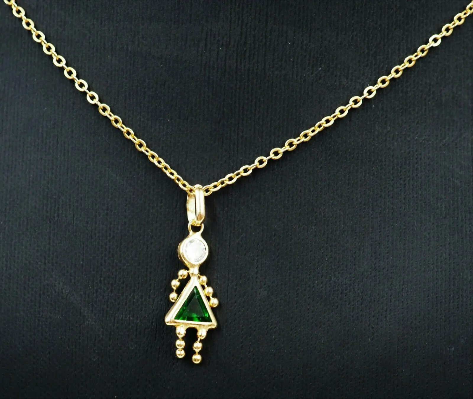 Emerald & Cubic Zirconia (CZ) 9ct Yellow Gold Pendant