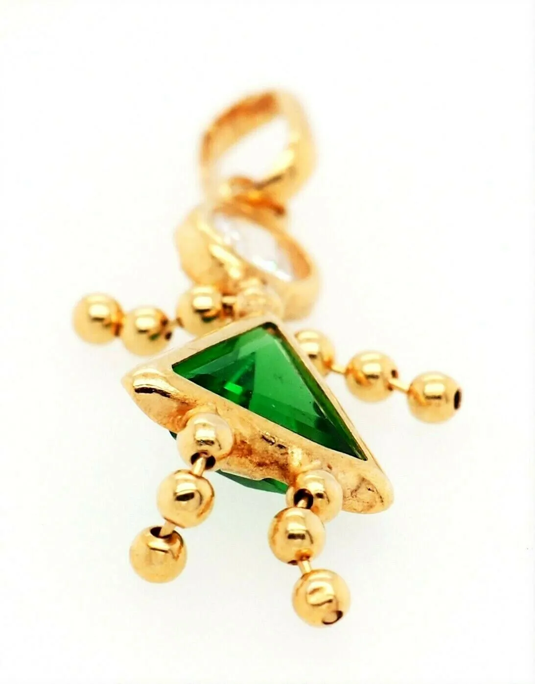 Emerald & Cubic Zirconia (CZ) 9ct Yellow Gold Pendant