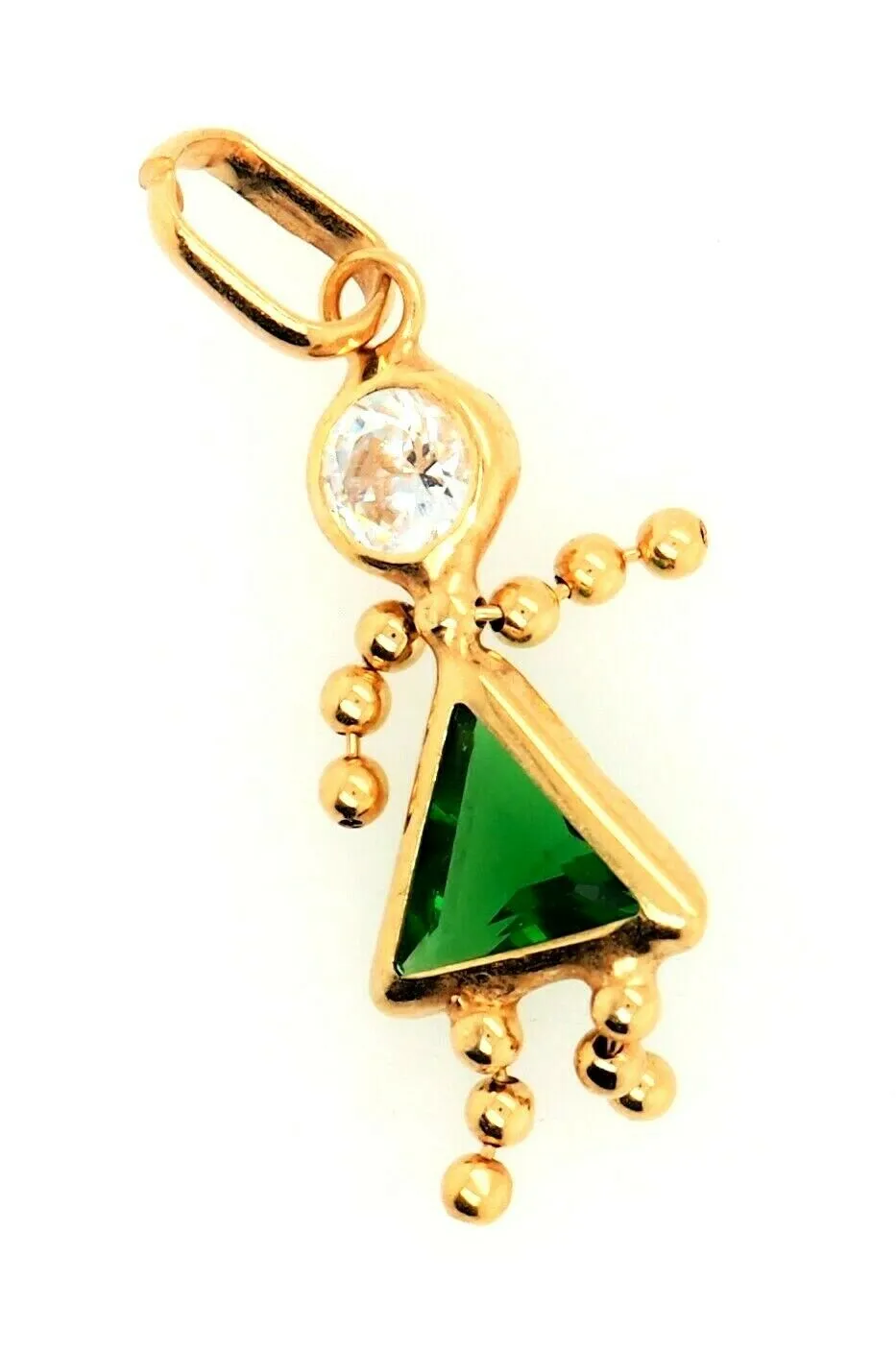 Emerald & Cubic Zirconia (CZ) 9ct Yellow Gold Pendant