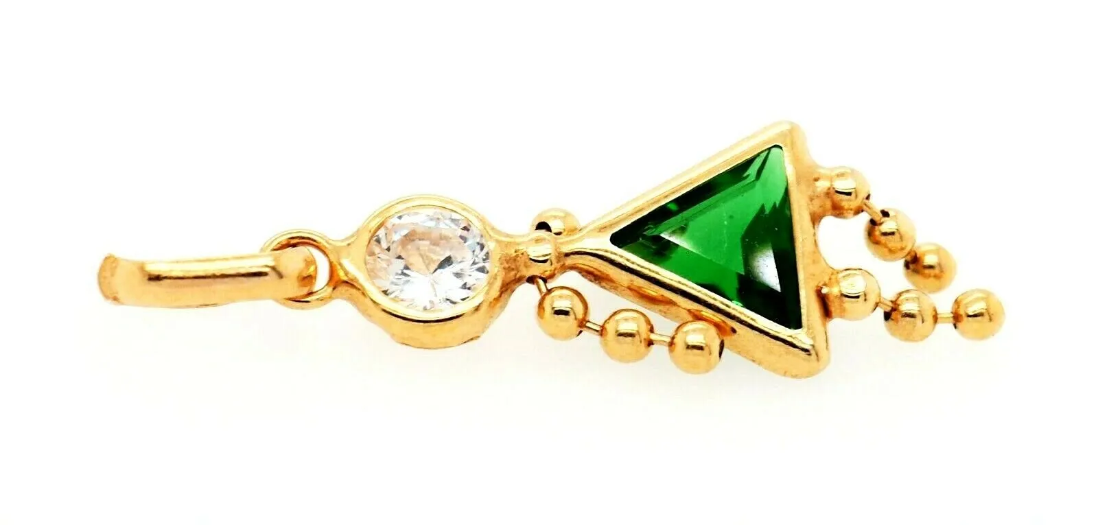 Emerald & Cubic Zirconia (CZ) 9ct Yellow Gold Pendant