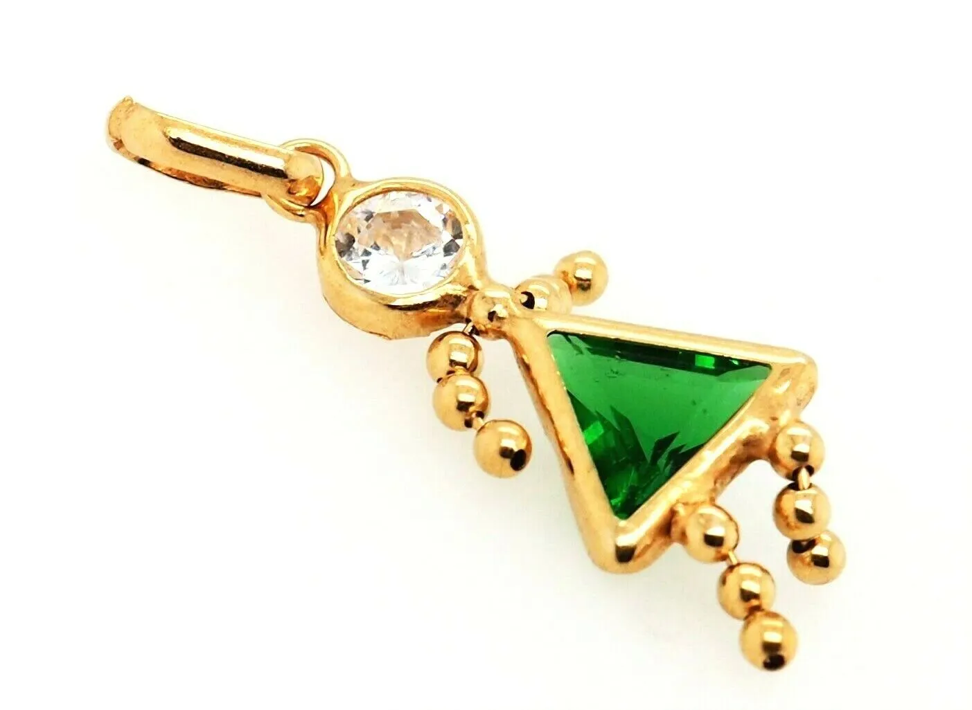 Emerald & Cubic Zirconia (CZ) 9ct Yellow Gold Pendant