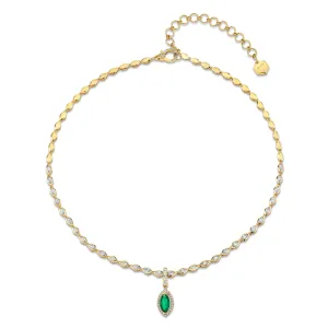 EMERALD & DIAMOND HALO MARQUISE CLIP DROP NECKLACE