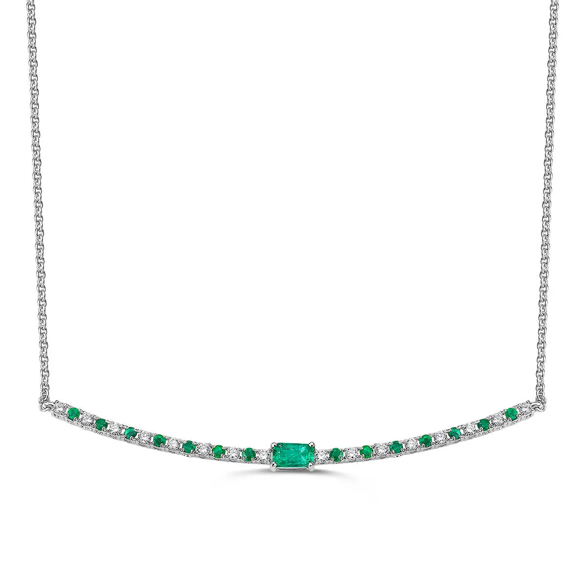 Emerald and Diamond Bar Necklace