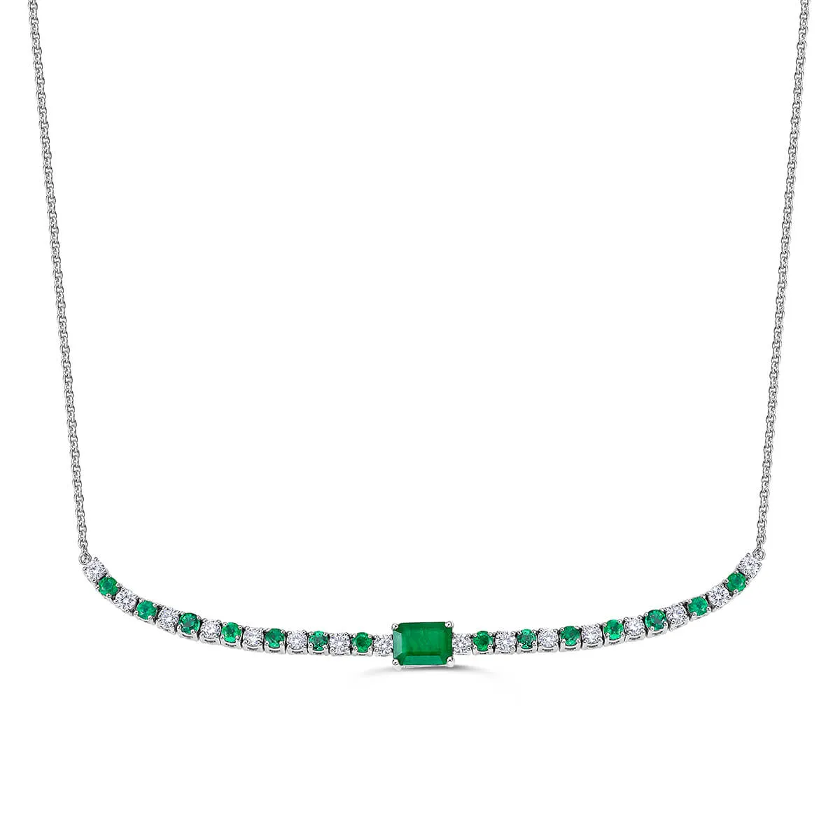 Emerald and Diamond Bar Necklace