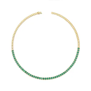 EMERALD CUT BEZEL EMERALD CHOKER