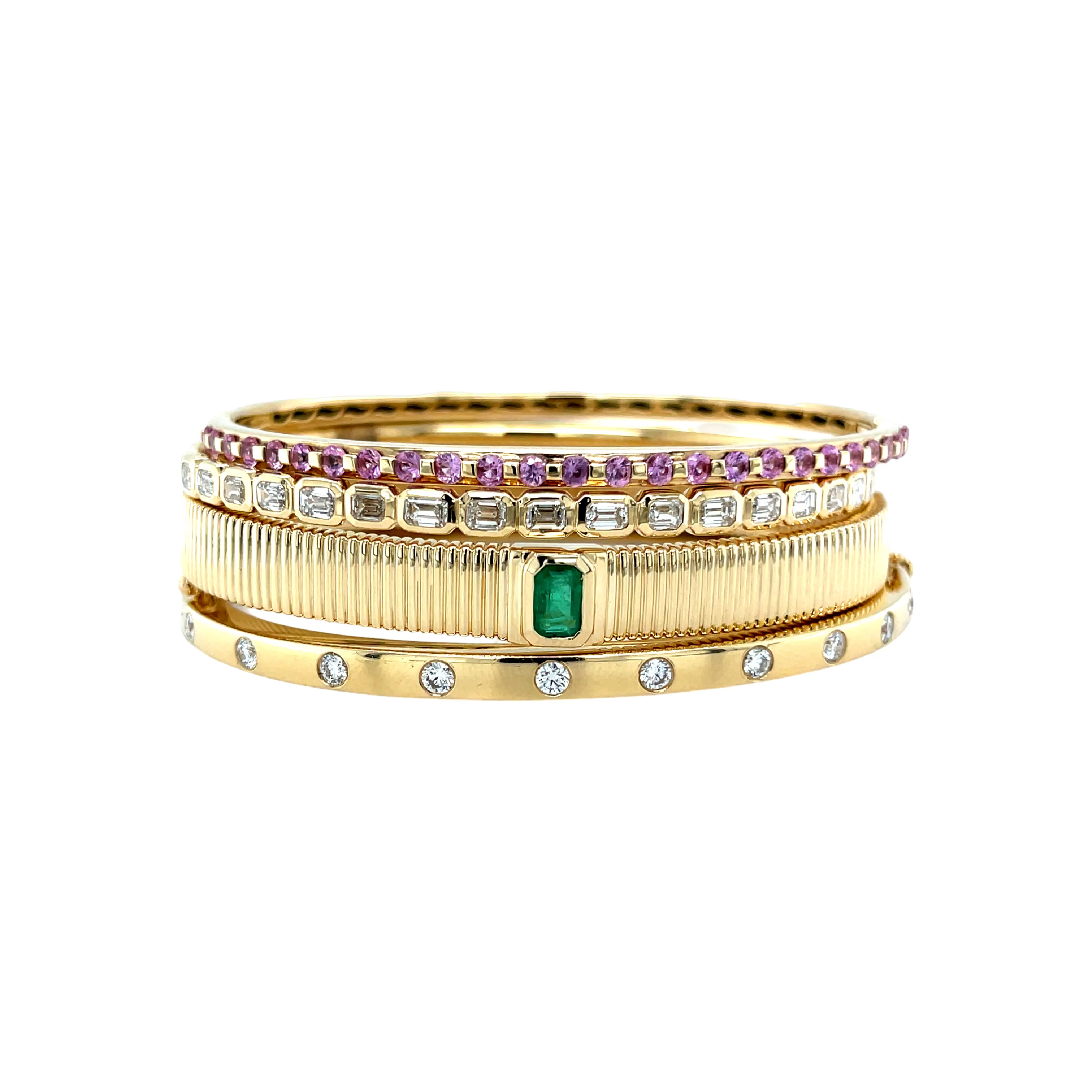 Emerald Fluted Bangle Bracelet