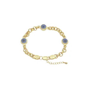 Evil eyes rolo chain link bracelets plated in 14K Gold, 18K Gold colors