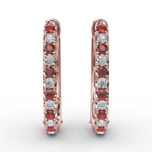 Fana Alternaing Ruby and Diamond Hoop Earrings