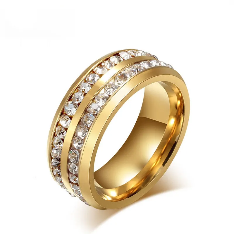 Fashion austrian crystal rings for women 18k gold plated stainless steel wedding cocktail accessories