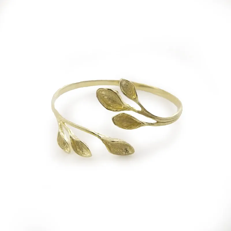 Flower Heart Branches Gold Sterling Sliver Bangle