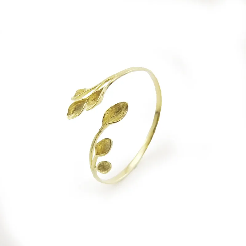 Flower Heart Branches Gold Sterling Sliver Bangle