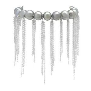 FRINGE BRACELET- SILVER FRESH WATER PEARLS