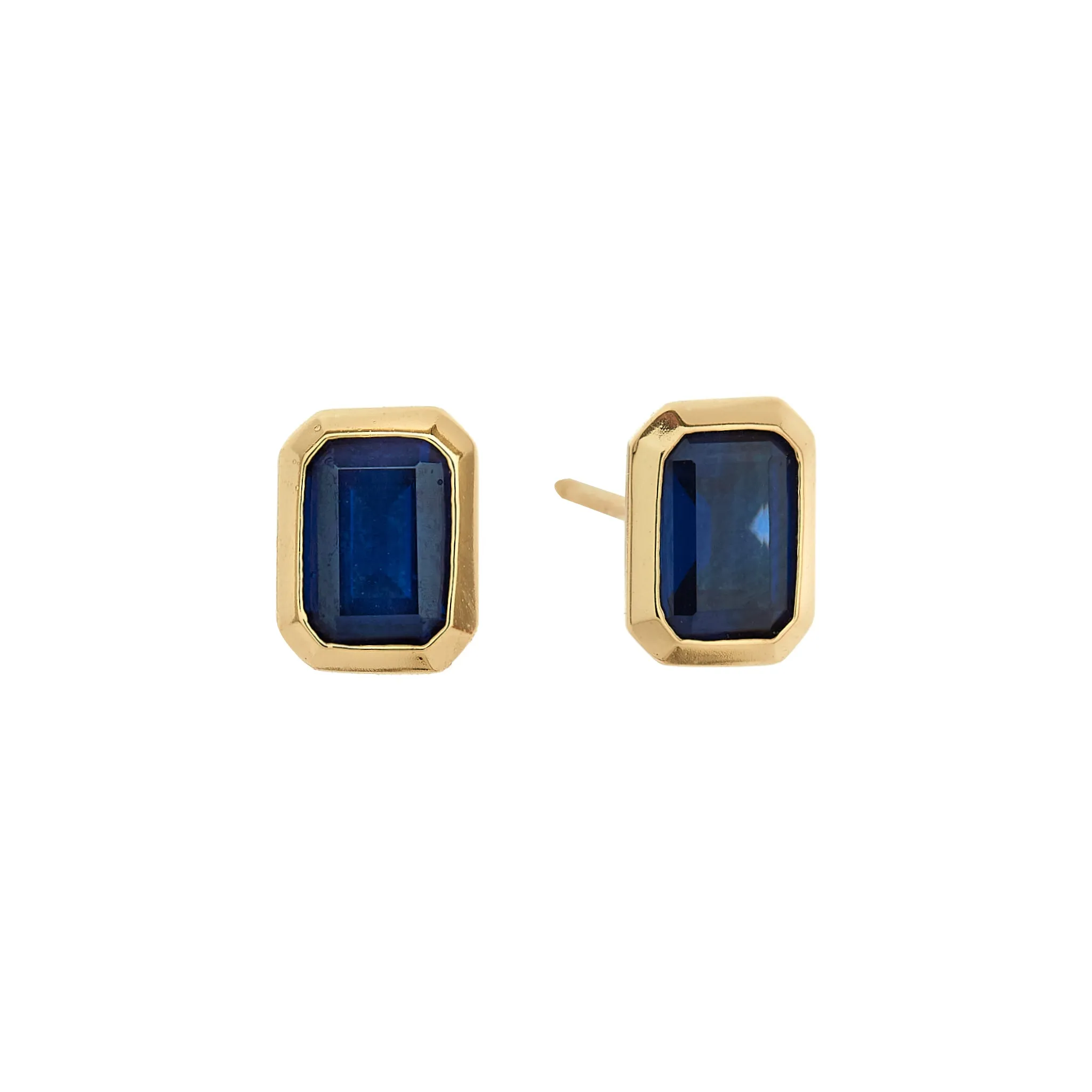 Gabriella Baguette Cut Deep Blue Stud Earrings