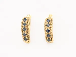 Genuine Sapphire Earrings - Gold Vertical Earrings - Blue Vintage Earrings