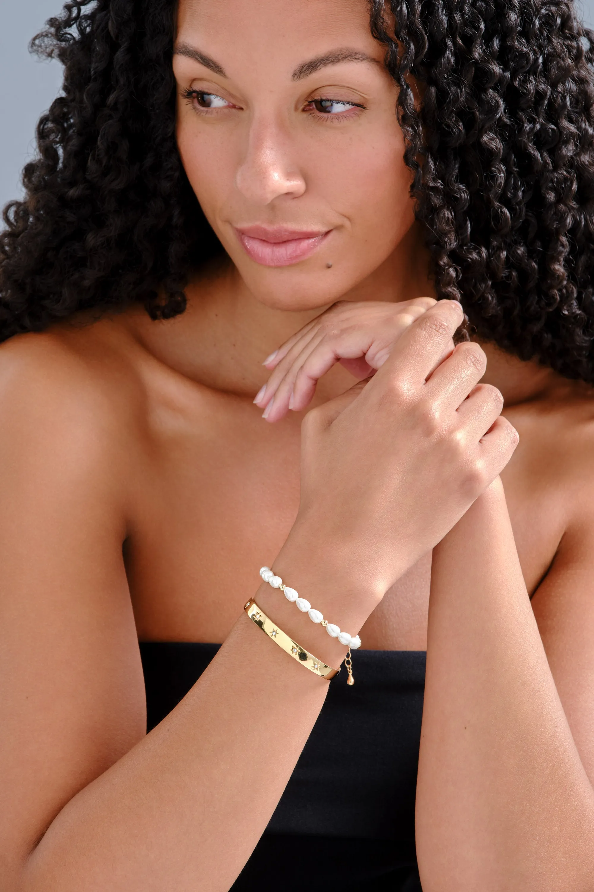 Gold & Crystal Star Cuff