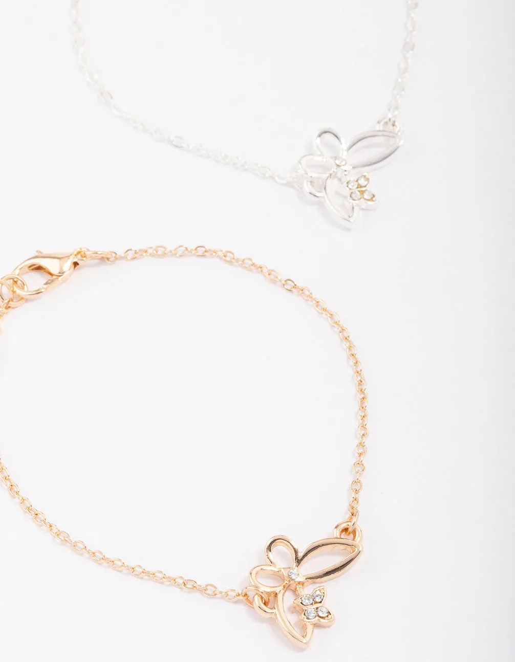 Gold & Silver Two-Toned Butterfly Bracelet Pack