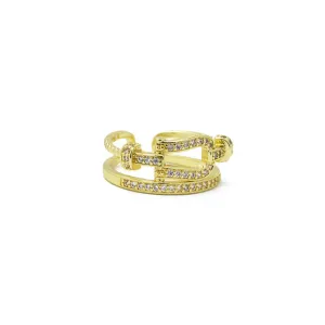 Gold Cubic Zirconia Multi Strand Adjustable Ring