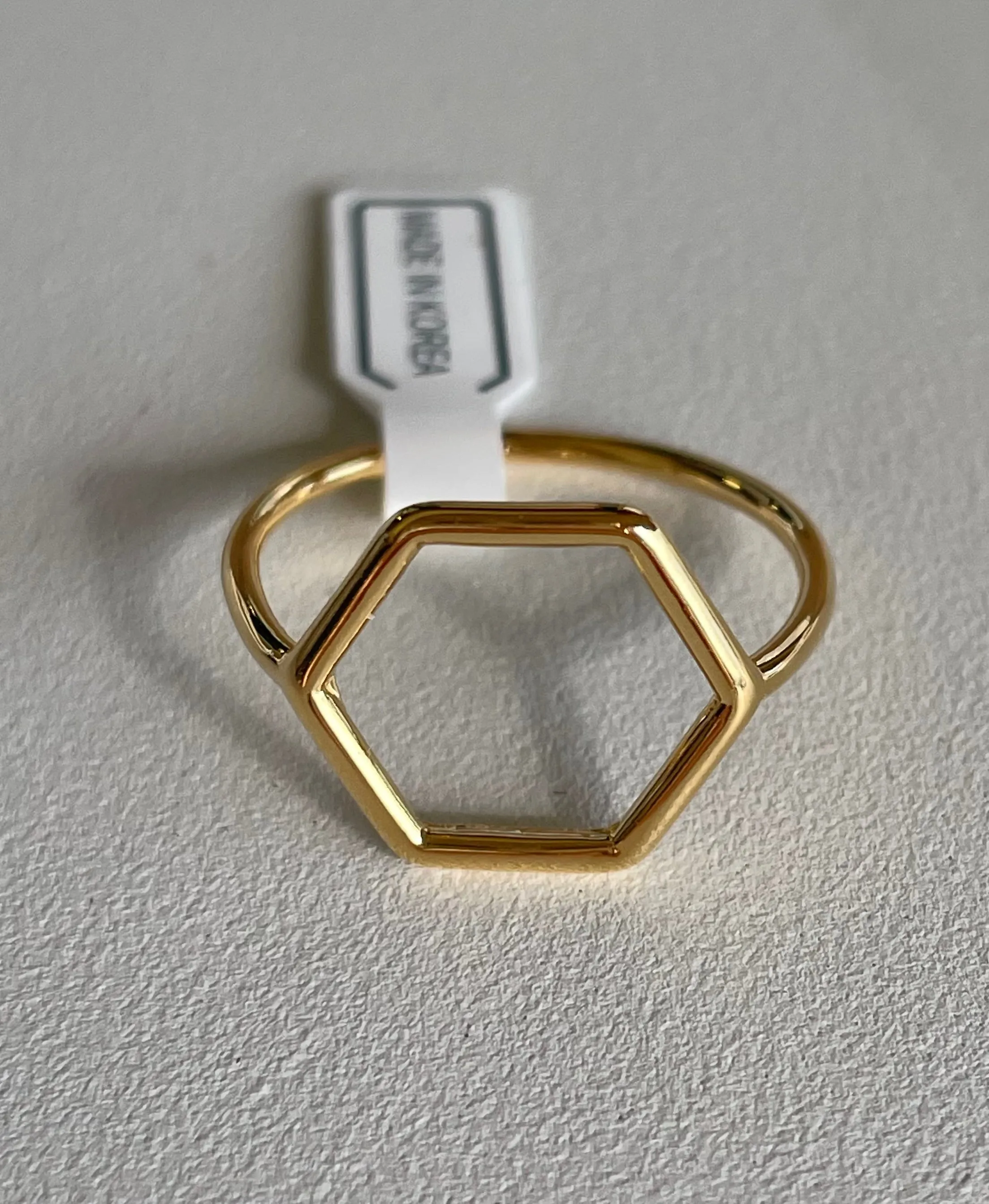 Gold Hexagon Ring - Size 6.5