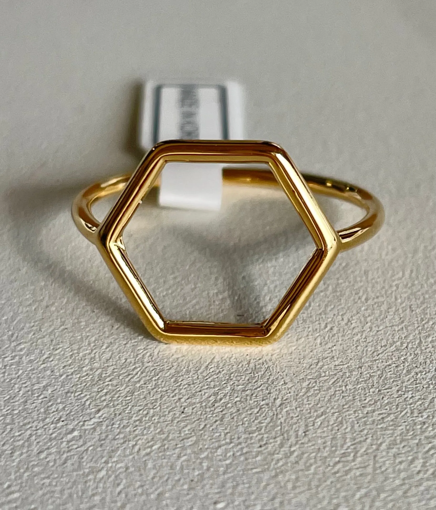 Gold Hexagon Ring - Size 6.5