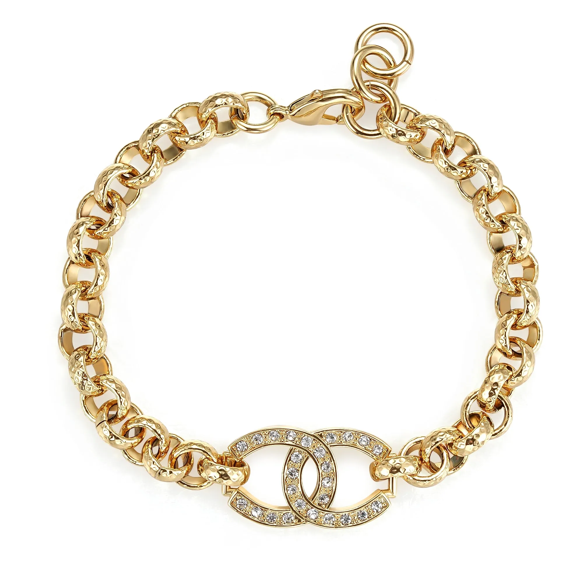 Gold Horseshoe Belcher Bracelet Stones 8/8.5 Inch