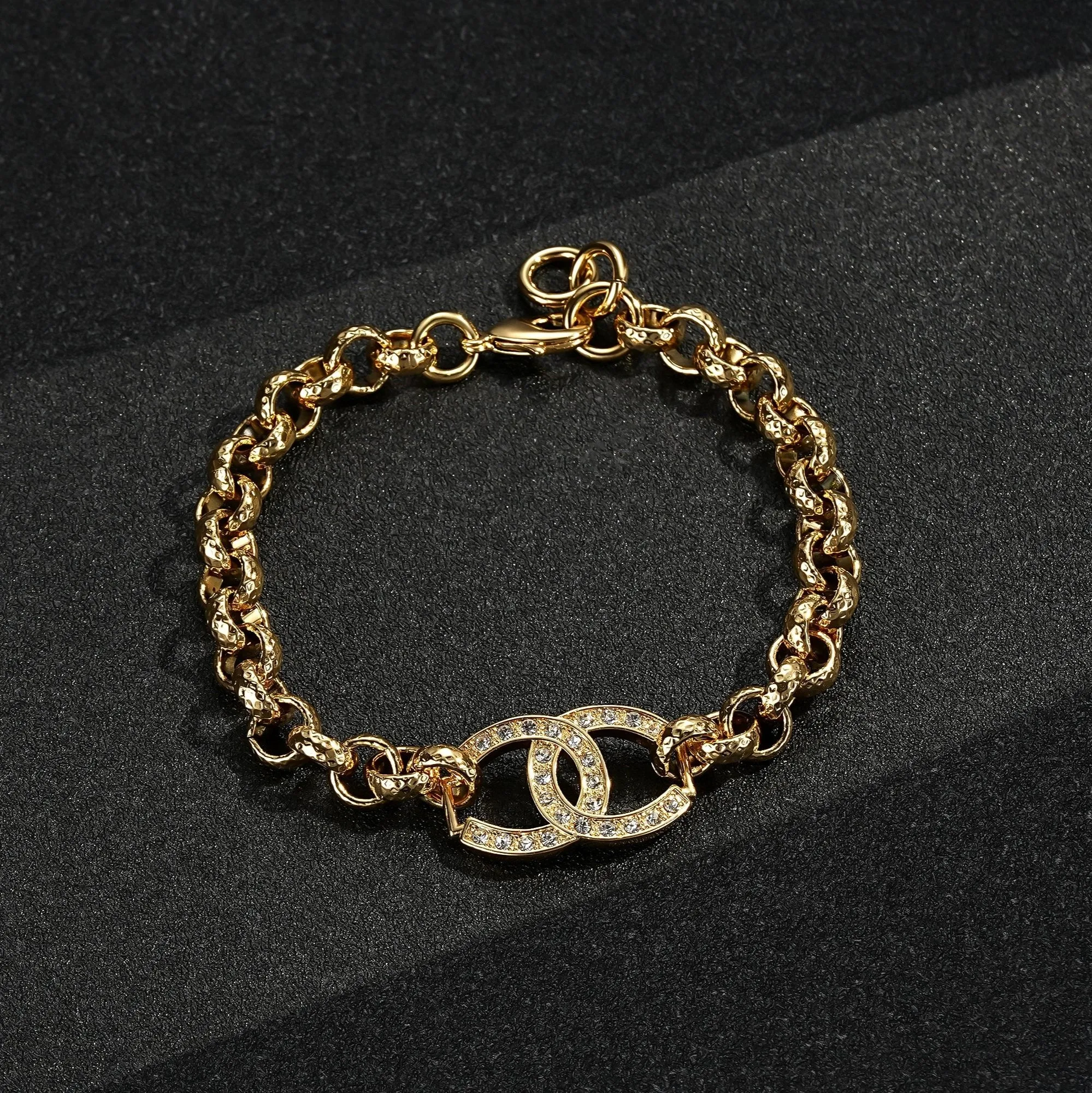 Gold Horseshoe Belcher Bracelet Stones 8/8.5 Inch