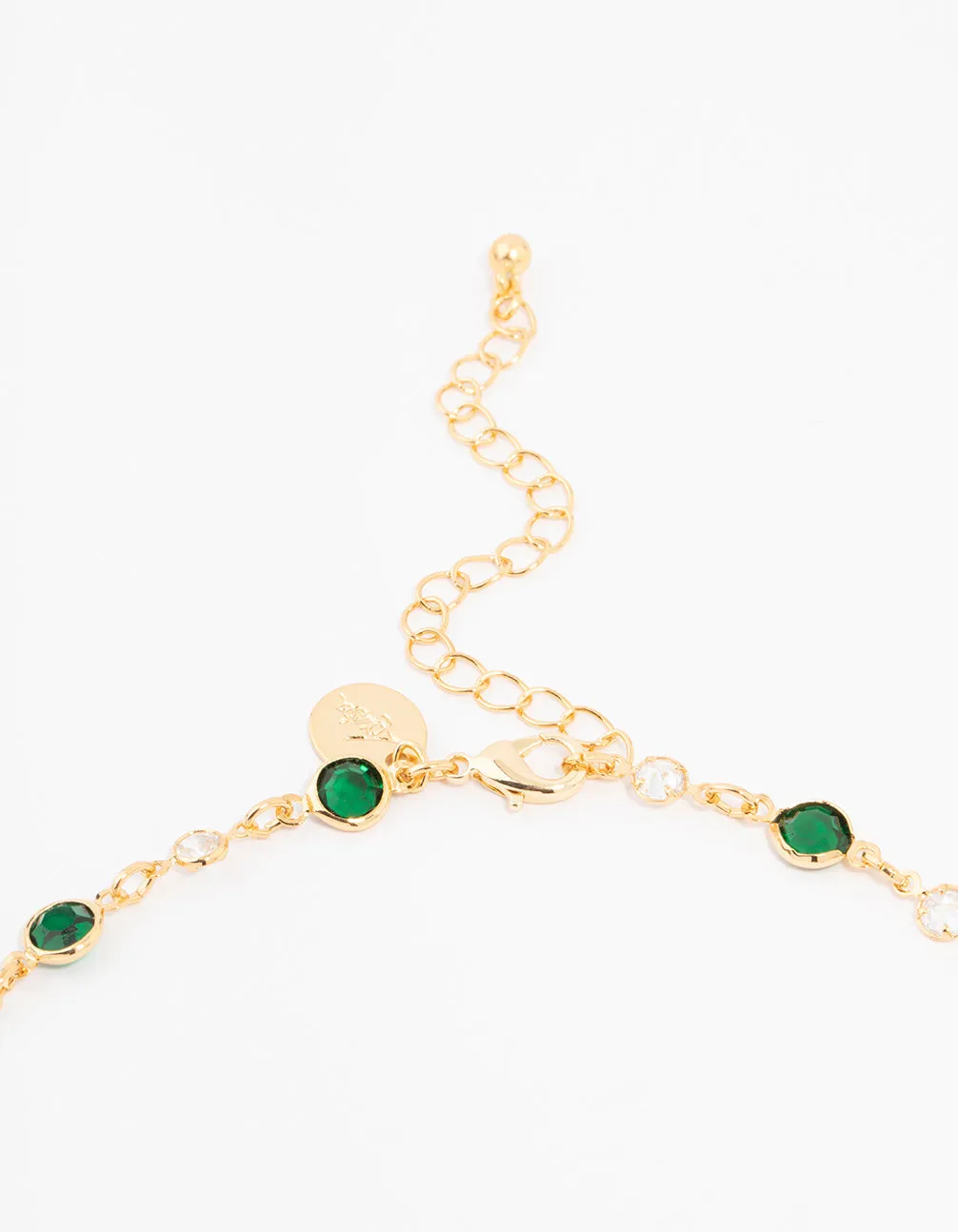 Gold Plated Emerald Round Station Necklace